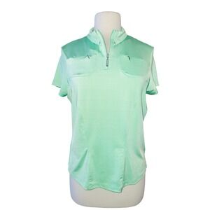 A6 Jamie Sadock Golf Polo Shirt Short Sleeve Zip Pockets Athletic Top Small
